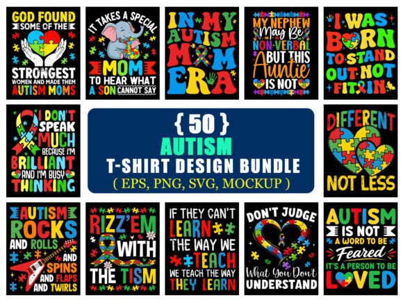 50 Designs to Spread Acceptance: The Ultimate Autism Awareness Bundle