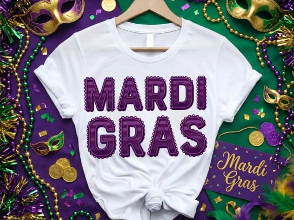 Designing Festive Apparel with a Girly Lacey Ruffle Mardi Gras Tshirt Design