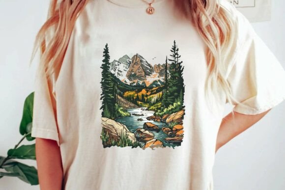 Mountain River Adventure: A Timeless Vintage Hiking Design