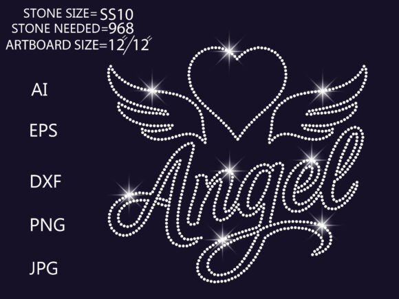 Sparkling Angel Heart Wings Design for DIY & Apparel